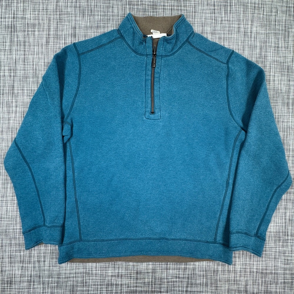 Tommy Bahama Flipshore Men's Reversible Half Zip Pullover Size Large Blue Brown